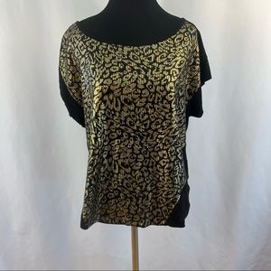 Charlotte Russe Top Sequined Womens Size Medium M Animal Print Open Back Black